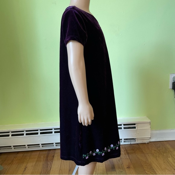 BLUEBERI BOULEVARD PURPLE VELVET EMBROIDERED FLOWER DRESS SIZE 6 HOLIDAY - Picture 4 of 8